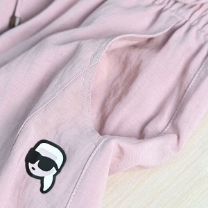 Легкие брюки из хлопка и льна Tencel с эластичной резинкой на талии. розовый