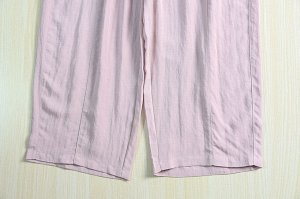 Легкие брюки из хлопка и льна Tencel с эластичной резинкой на талии. розовый