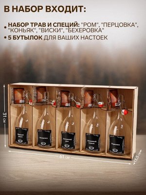 Набор для приготовления настойки "Ром, перцовка, коньяк, виски, бехеровка"
