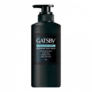 Мужское жидкое мыло "Gatsby Premium Type" для глубокого очищения, нейтрализации неприятного запаха с антибактериальным эффектом (аромат трав и мускуса) 380 мл