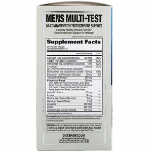GAT, Men&#x27 - s Multi+Test, мультивитаминная добавка для мужчин, повышающая уровень тестостерона, 90 таблеток
