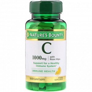 Nature's Bounty, Витамин C с шиповником, 1000 мг, 100 капсул, покрытых оболочкой