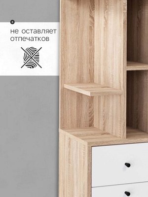 Стеллаж угловой «Лайт», 1 дверка, 1 ящик, 332x332x1504 мм, цвет дуб сонома/белый