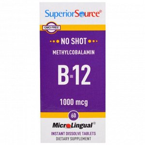 Superior Source, Метилкобаламин B-12, 1000 мкг, 60 быстрорастворимых таблеток MicroLingual