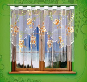 Готовые шторы арт.  527 А, Malpki  (Веселые обезьянки), 290 см ширина * 160 см высота, пошита на универсальной шторной ленте