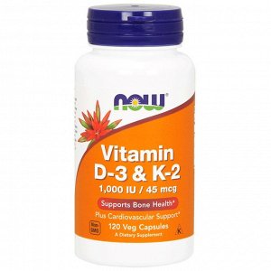 Витамин D3 Vit D-3 / K2 1000 IU/45 MCG 120 VCAPS  Витамины Д-3 1000 МЕ + К-2 45 мкг - 120 капсул