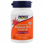 Now Foods, Витамин D-3, 5000 МЕ, 240 мягких таблеток