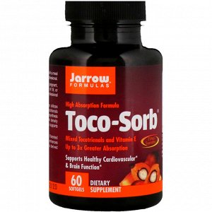 Jarrow Formulas, Toco-Sorb, смесь токотриенолов и витамина Е, 60 мягких таблеток