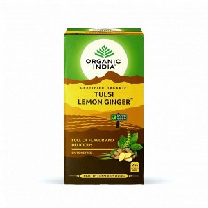 Organic India Tulsi Lemon Ginger 25 bags / Тулси Напиток со Священным Базиликои с Имбирём и Лимоном 25 пакетиков
