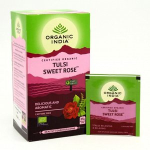 Organic India Tulsi Sweet Rose Tea /Органик Индия чай из сладкой розы и Тулси, 25 Чайные пакетики