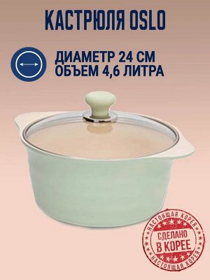 Кастрюля с крышкой 24 см (4,6 л.) для индукционных плит керамическое покрытие HERB IH