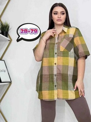 Рубашка большемерят ткань лён хб