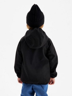 Ветровка демисезонная для мальчиков MINAKU из Softshell на флисе, непромокаемая, чёрная.