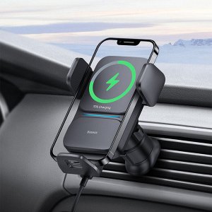 Автомобильный держатель с функцией беспроводной зарядки Baseus Wisdom Auto Alignment 15W) Black (CGZX000001)