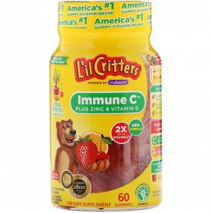 L'il Critters, Immune C плюс цинк и витамин D, 60 жевательных таблеток