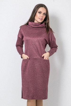Платье с хомутом, П-492/4  бордовый меланж