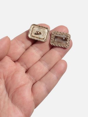 Пуговицы на ножке, металлические, 18x21 мм, 3 шт., цвет коричневый, золотой
