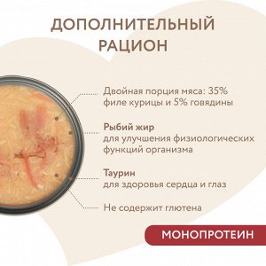 Влажный дополнительный корм Мнямс На каждый день для кошек и котят старше 6 месяцев "курица с говядиной в нежном желе" 80 г