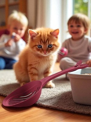 СОВОК ДЛЯ КОШАЧЬЕГО ТУАЛЕТА LUCKY PET, 33СМ (Бордовый)