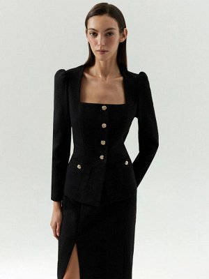 Твидовый жакет с квадратным вырезом, ML821/camadi