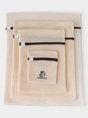 Мешки для стирки, 6 шт: L= 60x50, M=50x40, S=40x30, XS=22x18, Цилиндр L=30x20, Цилиндр M=17x17, цвет бежевый