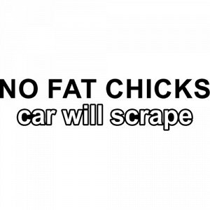 No fat chicks car will scrape (перевод: Никаких толстух - машина повредится)