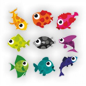 Наклейка Девять цветных рыбок