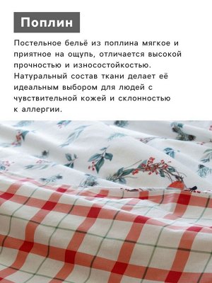 Постельное бельё "Этель" Снегири евро 200х217 см,220х240 см,70х70 см -2 шт,поплин 125 г/м2