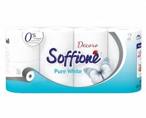 Туалетная бумага SOFFIONE Pure White, 2-х слойная, 8 шт