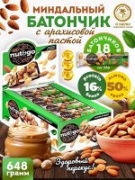 Nut&amp;Go Батончик &quot;Almond &amp; peanut&quot; Миндаль и арахисовая паста 18 шт по 36 г