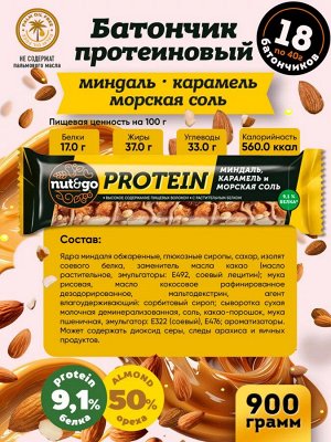 Nut&Go батончик "Protein" миндаль с карамелью и морской солью 18 шт по 40 г