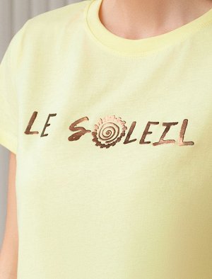 Футболка из 100% хлопка с авторским принтом. лимонный_le_soleil