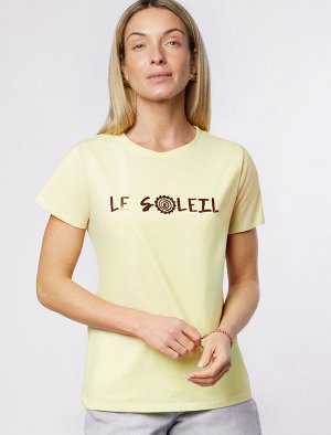 Футболка из 100% хлопка с авторским принтом. лимонный_le_soleil