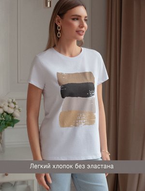Футболка из 100% хлопка с авторским принтом. белый_art