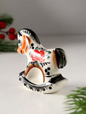 Фигурка фарфор гжель «Конь качалка», 7x7 см, цветной