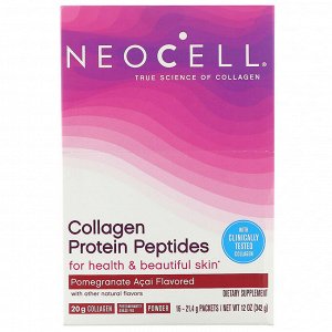 Neocell, Пептиды коллагенового белка, гранат и асаи, 16 пакетиков, 21 г (0,75 унции) в каждом