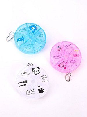 Таблетница Keep health, с цепочкой, d=8x2 см, 6 секций, МИКС