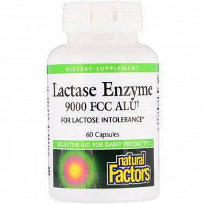 Natural Factors, Lactase Enzyme, 9000 FCC ALU, 60 капсул
