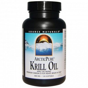 Source Naturals, ArcticPure, крилевый жир, 500 мг, 120 мягких желатиновых капсул