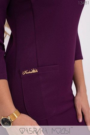 Костюм: удлиненная блуза прямого кроя с фигурным выточками и накладными карманами, брюки прямые на резинке средней посадки 13481