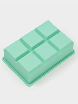 Форма для льда Доляна «Кубик», силикон, 16x11x4.8 см, 6 ячеек (4.6x4.6 см), бирюзовая