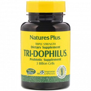Nature&#x27 - s Plus, Tri-Dophilus, Probiotic Supplement, Triple Strength, 3 Billion, 60 Vegetarian Capsules