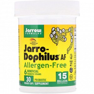 Jarrow Formulas, Jarro-Dophilus AF, Гипоаллергенный, 15 млрд, 30 вегетарианских капсул