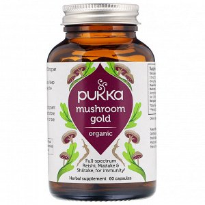 Pukka Herbs, Органическое золото грибов, 60 капсул