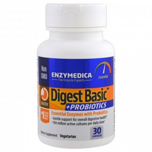 Enzymedica, Digest Basic + пробиотики, 30 капсул