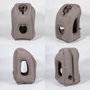 Подушка надувная, дорожная, 50x35x30 см, серая