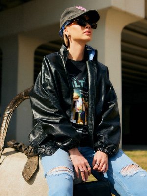 Жакет женский демисезонный MINAKU: Eco leather, чёрный