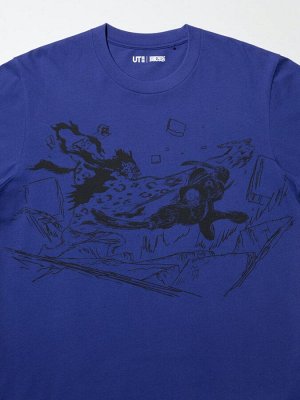 Унисекс футболка UT ONE PIECE с принтом и короткими рукавами, 480697 синий