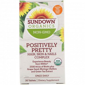 Sundown Organics, «Красота и хорошее настроение», комплекс для поддержания здоровья волос, кожи и ногтей, 30 таблеток