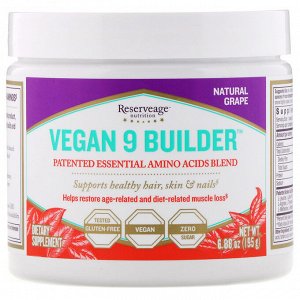 ReserveAge Nutrition, Vegan 9 Builder, Natural Grape, 6.88 oz (95 g)